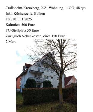 Foto - 2 Zimmer Wohnung in Crailsheim - 650,00 EUR Kaltmiete,