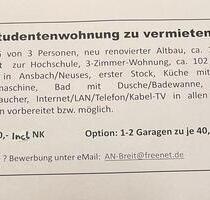 Studentenzimmer zu vermieten - 1.300,00 EUR Kaltmiete, in Ansbach (PLZ: 91522)