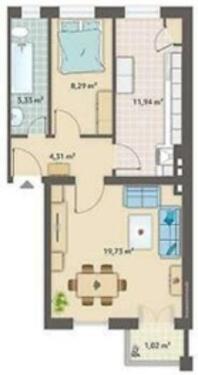 Foto - Ohne Maklerprovision: 2 ZKB & Balkon 50,72 m² Attilagarten