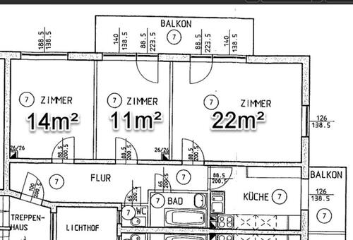 Foto - 3-Zimmer Wohnung, 2er WG, 11 + 22qm ,Karlsruhe Nordstadt