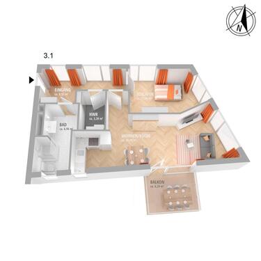 Foto - Zentral klimatisiert wohnen, 4-Zimmer mit EBK - KfW55