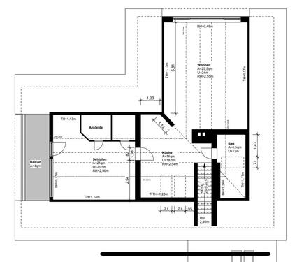 Foto - Dachwohnung brutto 104m2 - 800,00 EUR Kaltmiete, ca.  83,50 m²