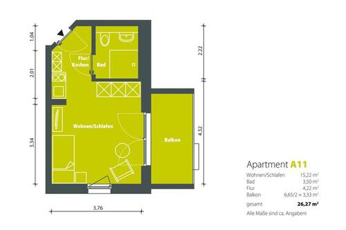 Foto - 1 Zimmer Etagenwohnung zur Miete in Gera