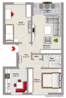 Foto - 3.5 Zimmer Etagenwohnung zur Miete in Dinslaken