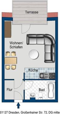 Foto - 1 Zimmer Etagenwohnung zur Miete in Dresden