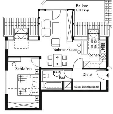 Foto - Schöne 2,5 Zimmerwohnung mit Dachterrasse und Fernblick