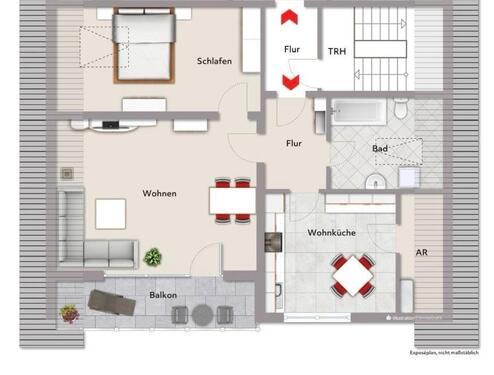 Foto - 2-Zimmer Dachgeschosswohnung mit Balkon & schöner Aussicht