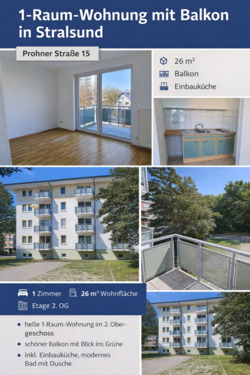 Foto - 1-Raum-Wohnung mit Balkon in Stralsund – Prohner Straße 15