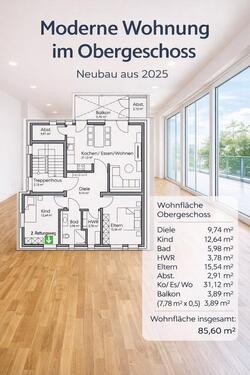 Foto - Moderne Neubauwohnung im Obergeschoss zu vermieten (Baujahr 2025)