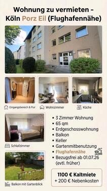 Foto - 3 Zimmer Erdgeschoßwohnung zur Miete in Köln