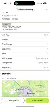 Foto - Zwei Zimmer Wohnung ab Sofort zu vermieten
