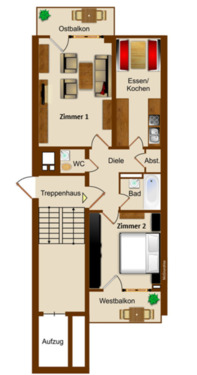 Foto - 2-Zimmer-Wohnung mit zwei Balkonen – Perfekt für Studenten-WG.