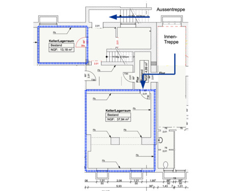 Foto - Kellerraum für Hobby, Lager, 38 qm Heizung mit Strom und WC