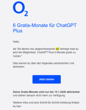 Foto - ChatGPT Plus 6 Monate, Neukunden - Einlösung bis 15.01.2026