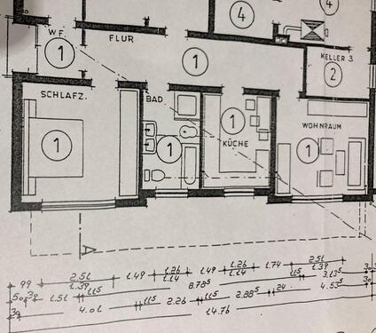 Foto - 2 12 EG-Wohnung 70 qm - 550,00 EUR Kaltmiete, ca.  70,00 m²