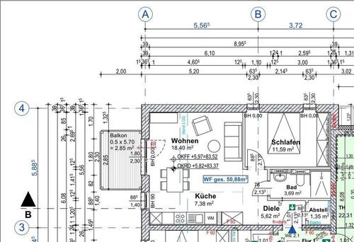 Foto - Wohnung ab sofort frei - 950,00&nbsp;EUR Kaltmiete, ca.&nbsp; 53,00&nbsp;m&sup2;