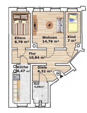 Foto - 3 Zimmer Etagenwohnung zur Miete in Leipzig
