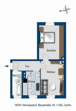 Foto - 2 Zimmer Etagenwohnung zur Miete in Hennigsdorf