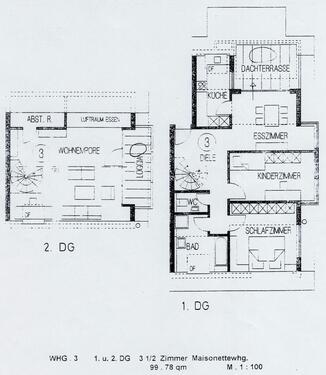 Foto - Maisonette 3,5 Zi. mit EBK, Dachterrasse und Loggia, Einzelgarage