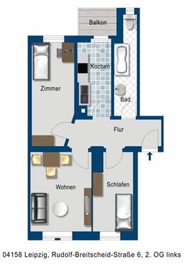 Foto - 2.5 Zimmer Etagenwohnung zur Miete in Leipzig