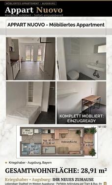 Foto - Neubau 1 Zi. möbiliertes Appartment nähe Uniklinik Augsburg