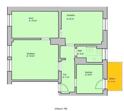 Foto - 3-Raum-Wohnung mit Einbauküche & Balkon