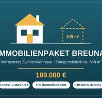 2-Parteienhaus mit zusätzlichem Baugrundstück voll erschlossen! - Breuna