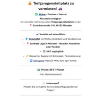 Tiefgaragenstellplatz in Münster (Geist)