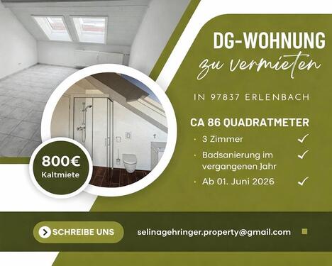 Foto - DG-Wohnung in Erlenbach - 800,00&nbsp;EUR Kaltmiete, ca.&nbsp; 86,00&nbsp;m&sup2;