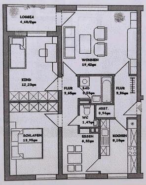 Foto - Miet Wohnung 3 12 ZKB - 1.100,00 EUR Kaltmiete,