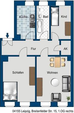 Foto - Frisch sanierte 3 Raum Wohnung zu vermieten