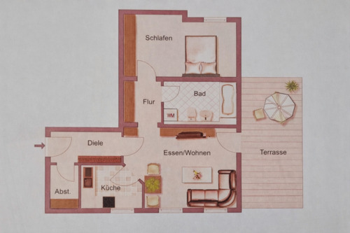 Foto - Unbewohnte 2-Zimmer Wohnung mit Terrasse und Tiefgarage