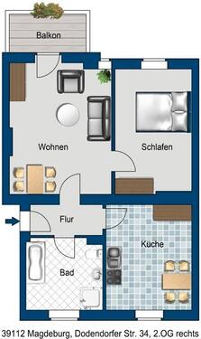 Foto - 2 Zimmer Etagenwohnung zur Miete in Magdeburg