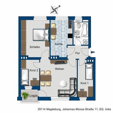 Foto - 3 Zimmer Erdgeschoßwohnung zur Miete in Magdeburg