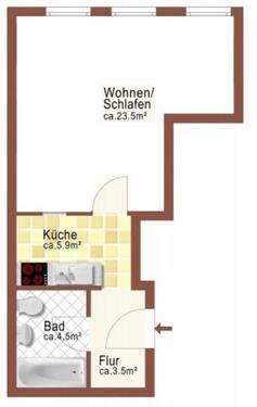 Foto - 1 Zimmer Erdgeschoßwohnung zur Miete in Leipzig