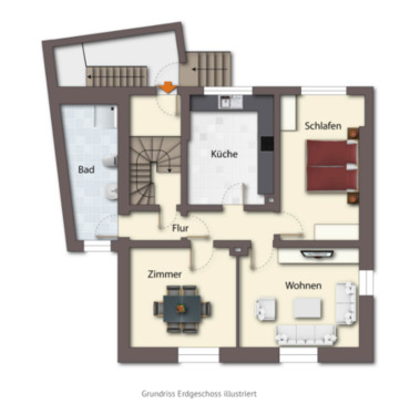 Foto - 3 Zimmer Erdgeschoßwohnung zur Miete in Lollar