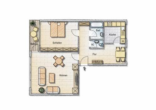 Foto - 2 Zimmer Etagenwohnung zur Miete in Kassel