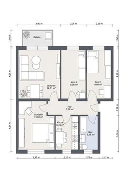 Foto - 4-Raum Wohnung - 755,00&nbsp;EUR Kaltmiete, ca.&nbsp; 71,00&nbsp;m&sup2;