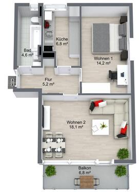 Foto - 2 Zimmer Etagenwohnung zur Miete in Schwedt (Oder)