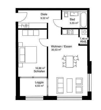Foto - 2 Zimmer Wohnung zu vermieten - 1.050,00 EUR Kaltmiete,