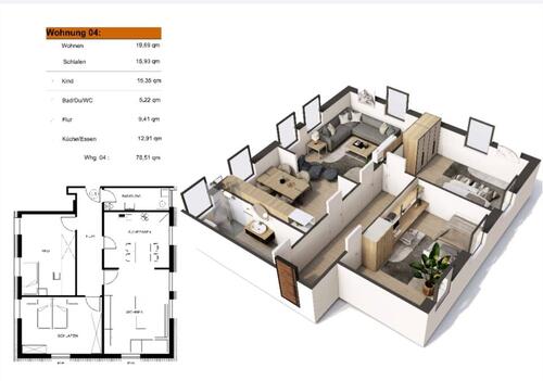 Foto - Kernsanierte 3-Zimmer-Wohnung - 1.000,00 EUR Kaltmiete,
