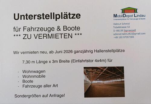 Foto - Unterstellplätze Hallenplätze zu vermieten