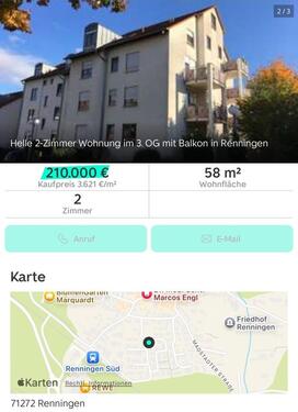 Foto - 2 Zimmer Wohnung + 2 Tiefgaragen Stellplätze in Renningen