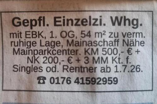 Foto - gepflegte Einzimmerwohnung in Mainaschaff, nähe Mainparkcenter