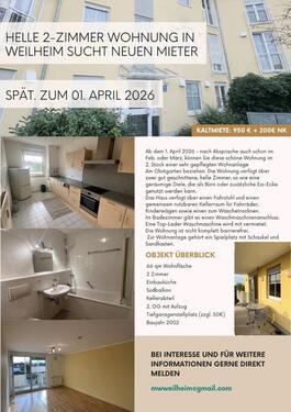 Foto - Helle 2-Zimmer-Wohnung in Weilheim i.OB zu vermieten