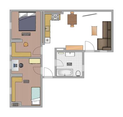 Foto - 3-Raum-DG-Wohnung mit Balkon, FBH, Wanne