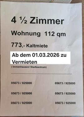 Foto - 4.5 Zimmer Etagenwohnung zur Miete in Immenhausen