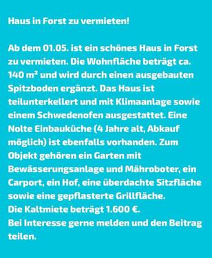 Foto - Haus in Forst zu vermieten - 1.600,00&nbsp;EUR Kaltmiete, ca.&nbsp; 140,00&nbsp;m&sup2;
