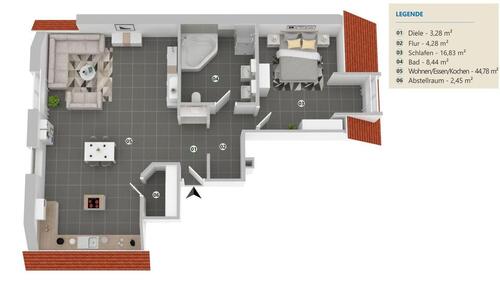 Foto - 2.5 Zimmer Dachgeschoßwohnung zur Miete in Kaiserslautern