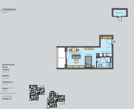 Foto - 1 Zimmer Etagenwohnung in Aalen